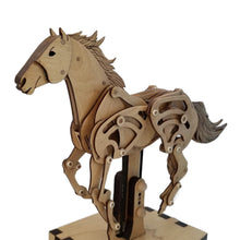 Load image into Gallery viewer, 1/4 front view of horse automaton on white background.
