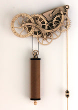 Load image into Gallery viewer, Front facing view of clock &amp; pendulum. Hung on White wall.
