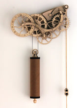 Load image into Gallery viewer, Front facing view of clock & pendulum. Hung on White wall.
