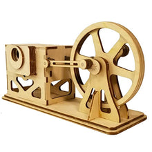 Load image into Gallery viewer, Assembled wooden steam engine shown in 3/4 view. On a white background.