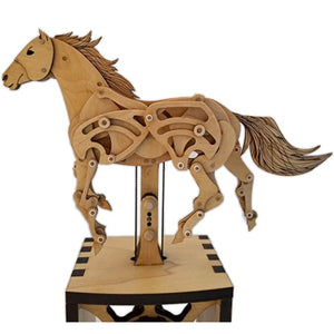 Side view of horse automaton. Can see full body.