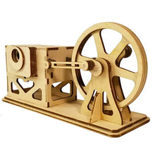 Load image into Gallery viewer, Assembled wooden steam engine shown in 3/4 view. On a white background.
