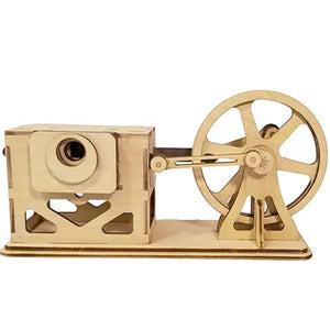 Side view of steam engine on a white background.